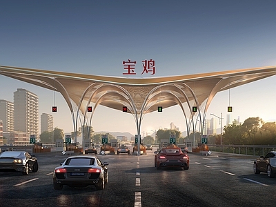 现代主义大门 现代异形收费站 异形高速收费站
