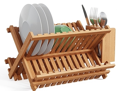原木风厨房用品 实木餐具架