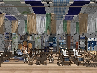 新中式非遗展厅 染布工坊 纺织作坊纺织设备