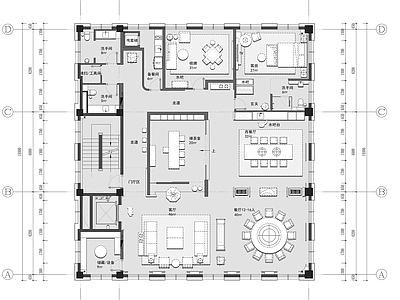 会所 私人办公会所 5f 屋顶花园 茶室 平面施工图