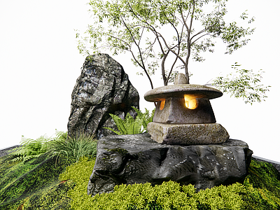日式禅意庭院小品 石灯 日式庭院小品 景观置石 庭院景观