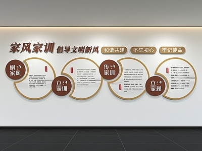 新中式文化墙 现代家风文化墙 展示墙 标语 口号 宣传栏
