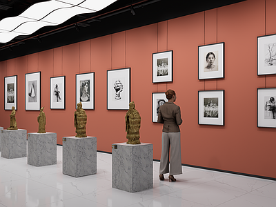 现代简约艺术展厅 雕塑馆 雕塑艺术展