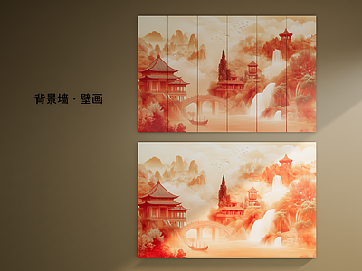 新中式背景墙 中式 欧式壁画 山水风景壁画 艺术墙s 石材背景墙 壁画背景墙