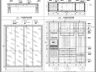 柜体节点 卧室衣柜 玻璃推拉门衣柜 木饰面柜子 衣柜平面立面 柜子节点