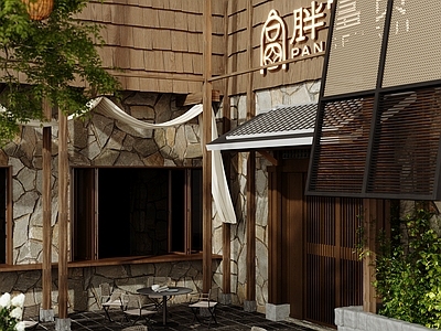 新中式餐饮建筑 山野风 餐厅门头