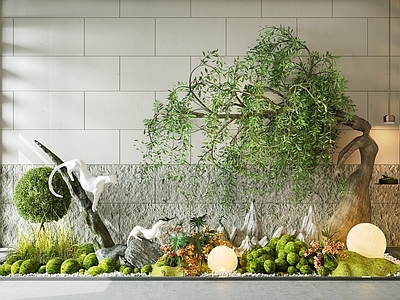 新中式景观苔藓 现代景观小品  景观造景  植物   苔藓  室内造景