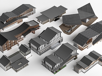 新中式小公建 现代美术馆建筑  公共建筑  景观建筑 驿站建筑