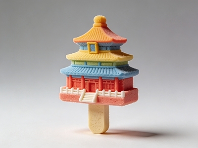 新中式食物饮料 雪糕 雕塑 美陈 AI渲染 摆件