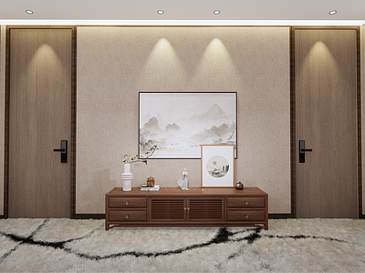 新中式玄关 新中式端景 玄关背景 中式装饰柜