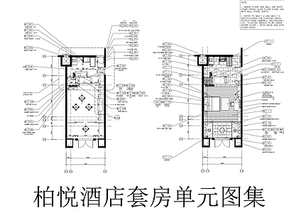 酒店客房 柏悦酒店套房图集 平立剖全套图纸