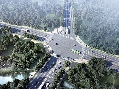 现代主义鸟瞰规划 现代道路景观