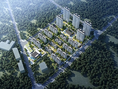 现代简约鸟瞰规划 现代住宅