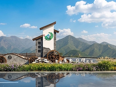 新中式景观景观导视 网红乡村标识 入口景观标识 文旅景观标识