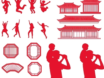其他图库 剪影 人物 线条 贴图 花纹