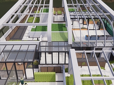 现代主义多层住宅 阳光房 屋顶花园 建筑 幕墙门窗 休闲空间