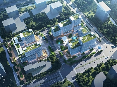 现代主义创业园区 现代产业园 科技感 总部大楼