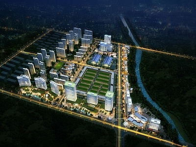 现代主义鸟瞰规划 右城规划 建筑规划 城市规划