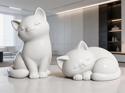 极简雕塑摆件 猫咪摆件 猫咪雕塑 陶瓷猫咪 装饰摆件 室内摆件