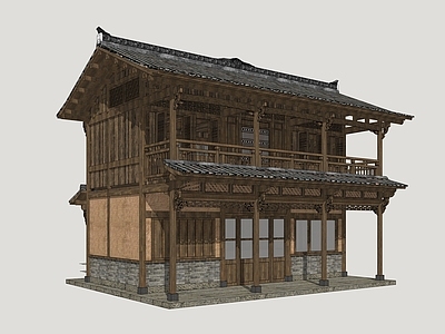新中式民宿建筑 古代民房 乡村民居 干栏式建筑 苗族民居