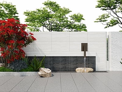 现代简约庭院小品 现代庭院花园小品 现代庭院水景景墙 现代水景跌水景墙 别墅花园水景景墙 庭院花园围墙景墙