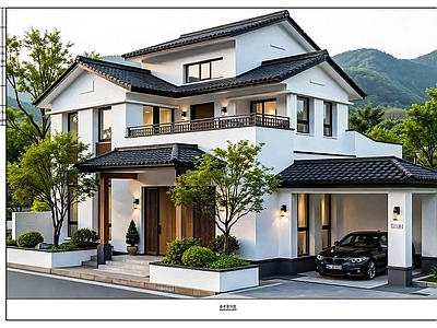 别墅建筑 中式乡村别墅方案