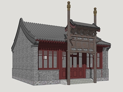 新中式古建筑 老北京商业街 胡同民居 老北京民房 四合院民居
