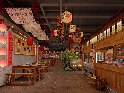 新中式复古风火锅店 复古中式火锅店