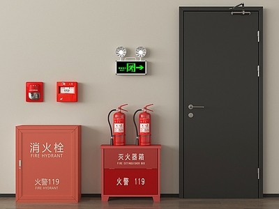 现代简约其他公用器材 消防门防火门 灭火器应急感应 安全出口消防栓