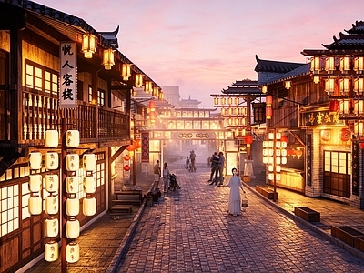 新中式商业街 明清风格商业街 明清老街景观氛围 明清不夜城街区 明清文化主题街区 明清古镇老街灯光