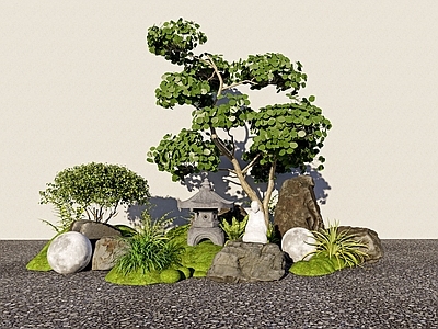 日式禅意庭院小品 植物组团 庭院景观 室内景观 植物搭配 景观小品