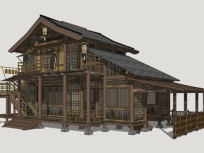 日式民宿建筑 唐风木建筑 干栏式木屋 苗族风情建筑