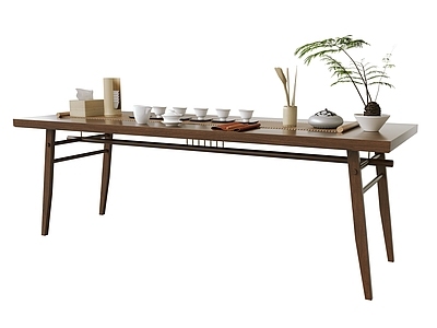 新中式茶桌椅 中古茶桌 茶具 桌子 盆栽