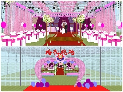 浪漫婚礼风温室大棚 室内婚礼现场 布置 中式婚礼室内