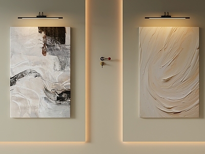 奶油风挂画 现代抽象画 肌理画 油画 长条挂画 莫兰迪装饰画