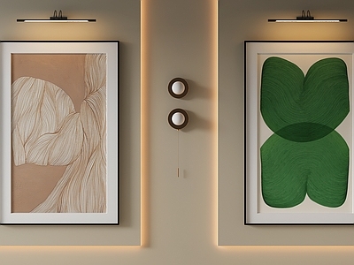 奶油风挂画 抽象画 肌理画 油画组合 线条感装饰画 几何装饰画