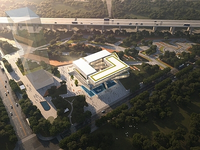 现代主义鸟瞰规划 现代展馆
