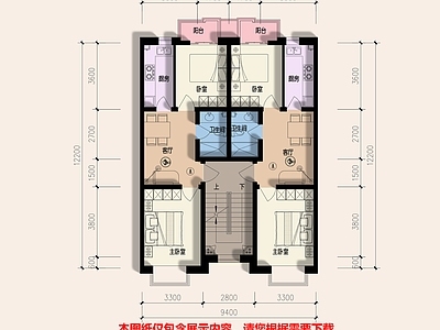 一梯两户 6层一梯两户 61平户型图 户型平面图