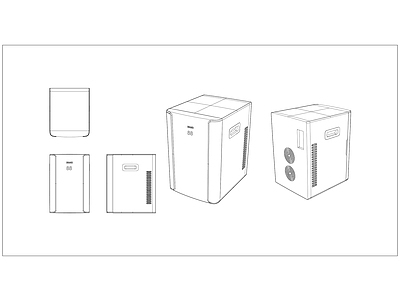 其他图库 家电 电器 冰箱 线稿 三视图