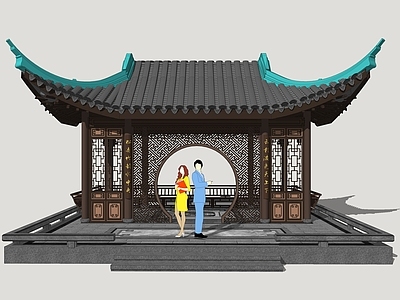 新中式古建筑 水榭 园林水榭 古建凉亭