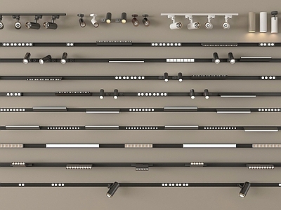极简灯具组合 筒灯射灯轨道射灯 线形射灯