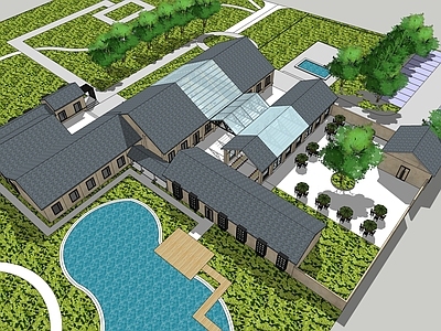 新中式厂房 工业风改造 精细建模 厂房 现代 景观庭院