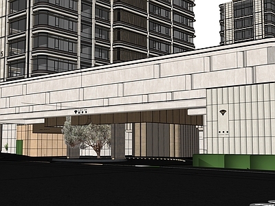 现代简约小区建筑 招商玺大门