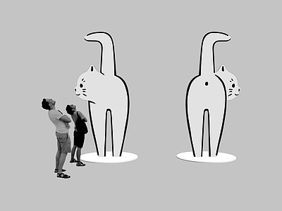 极简主义艺术装置 现代极简艺术装置 现代美陈 宠物 猫猫