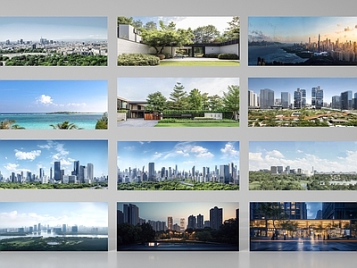 现代主义鸟瞰规划 其他材质环绕背景 户外外景城市背景