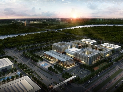现代主义产业园办公楼 西工大无人机建筑 学校