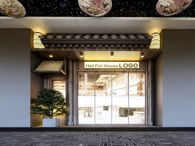 新中式商场建筑 商业门头 商业街门面