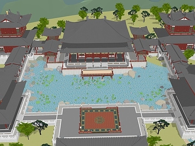 中式古建筑 中式宫殿 唐代风格建筑 古建筑 园林