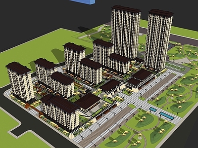 新中式小区建筑