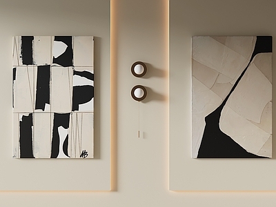 极简挂画组合 黑白艺术挂画 手绘装饰画 极简装饰画 抽象画